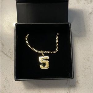 Varsity Number 5 Pendant Necklace- Gold Vermeil
